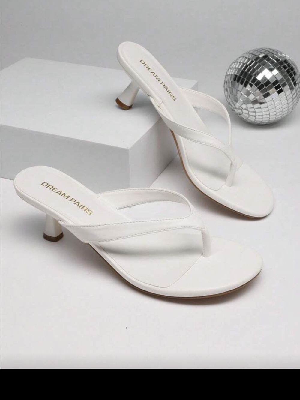 Dream Pairs White Kitten-Heel Thong Mules - Picture 1 of 4